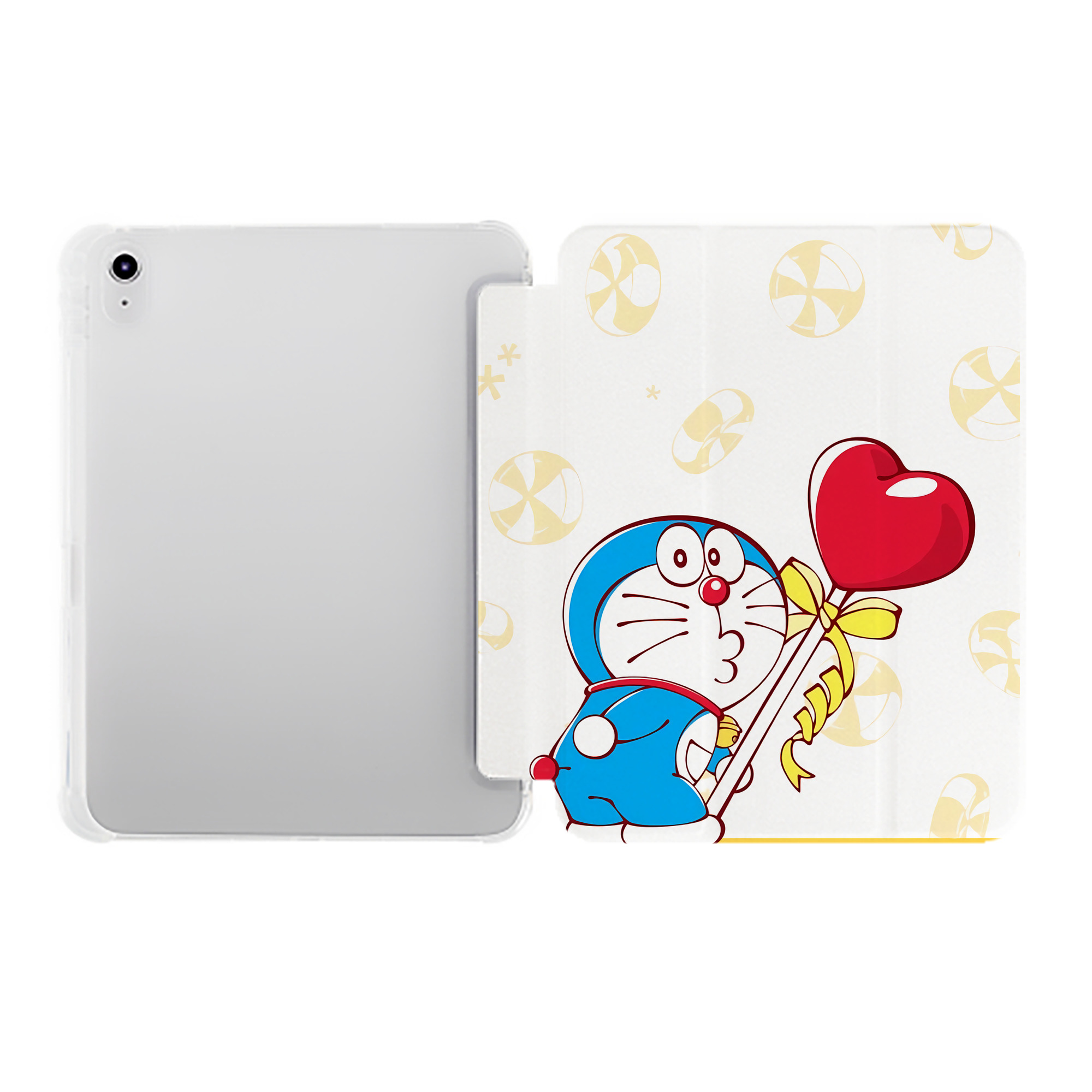 （画像用） ドラえもん Doraemon IPad ケース ペン収納付き 三つ折りスタンド PUレザー×シリコン 対応機種9.5/10.5/10.9インチ